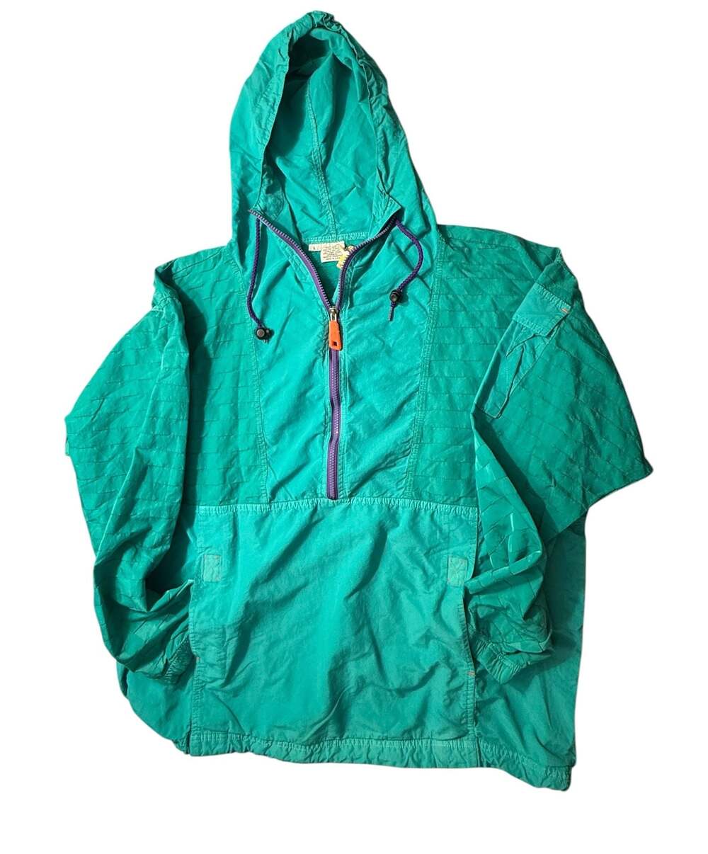 Vintage 1990s 1/2 Zip Nylon Anorak Windbreaker Jacket Teal Size L